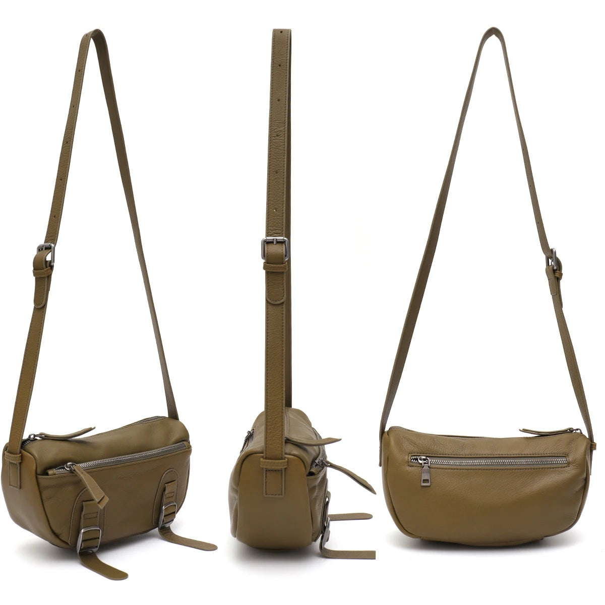 Buckle-Tab Messenger Bag