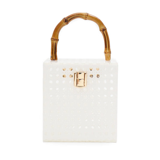 Bamboo-Handle Box Clutch