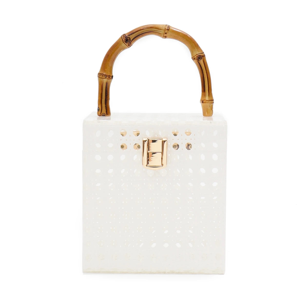 Bamboo-Handle Box Clutch