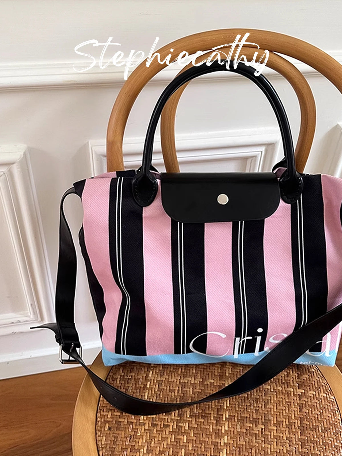 Striped Crossbody Tote