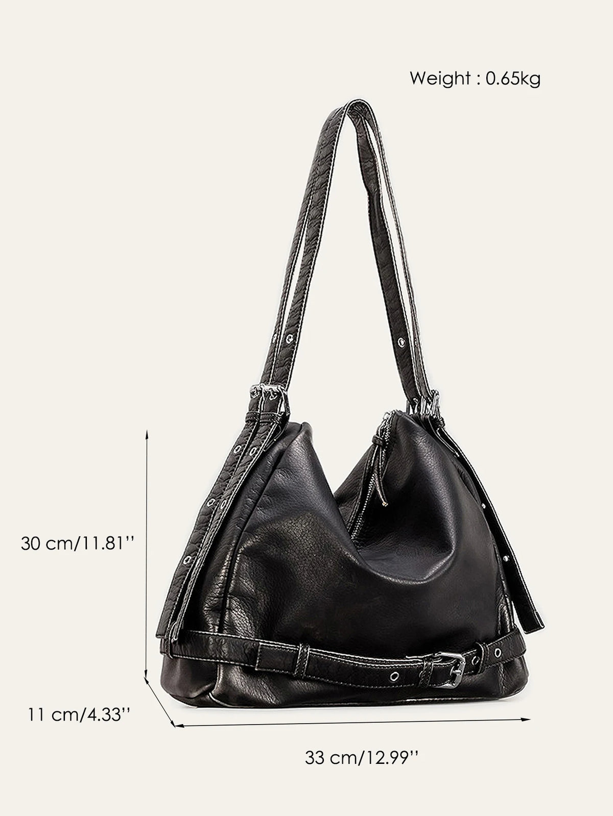 Belt-Detail Slouchy Hobo