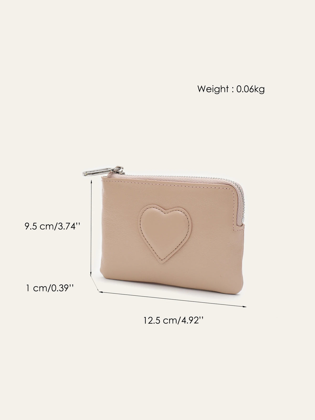 Heart-Embossed Keychain Wallet