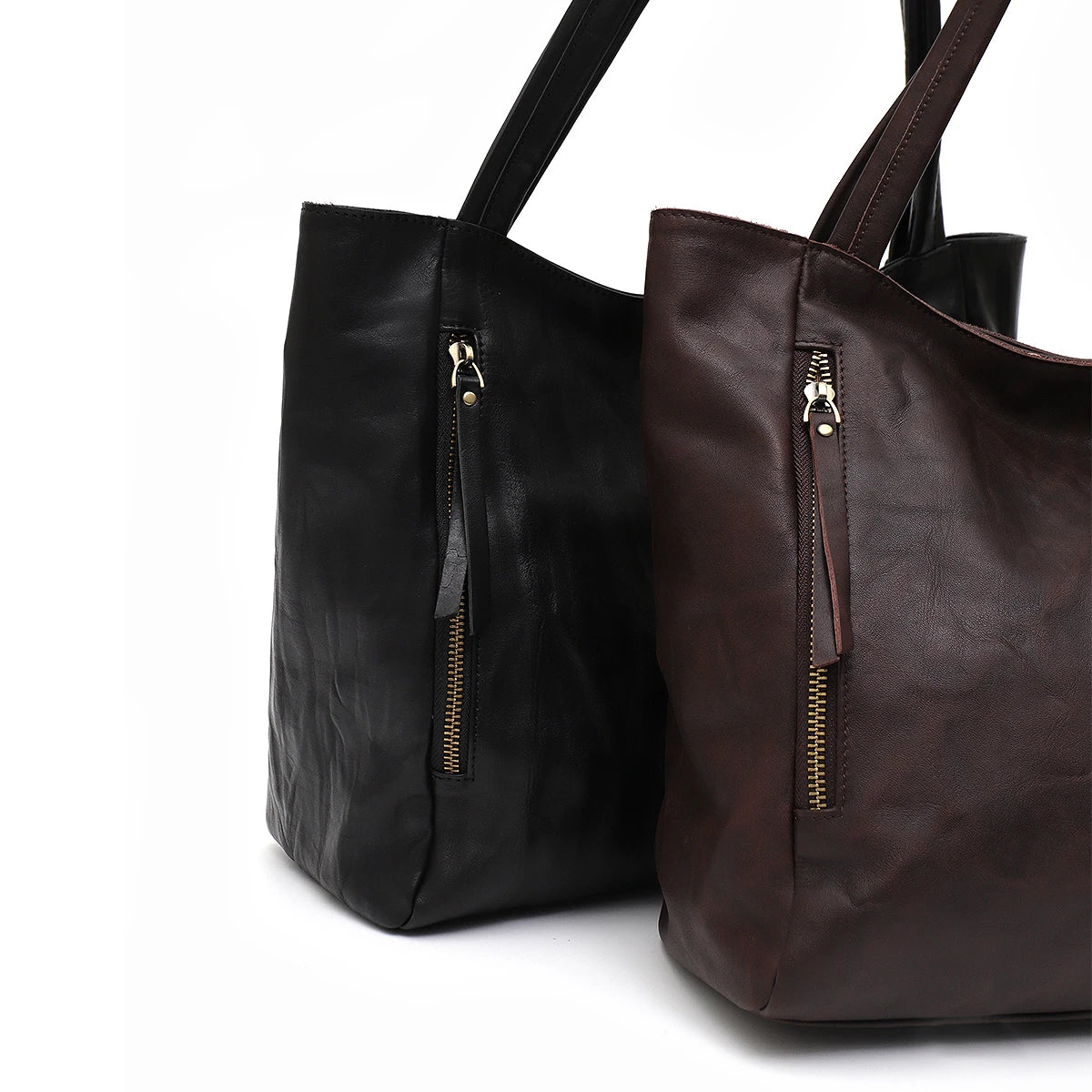 Textured Zip Shoulder Tote
