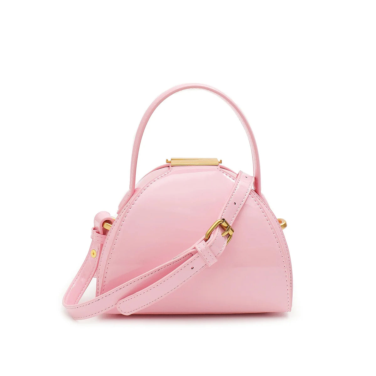Curved Lock Crossbody Bag