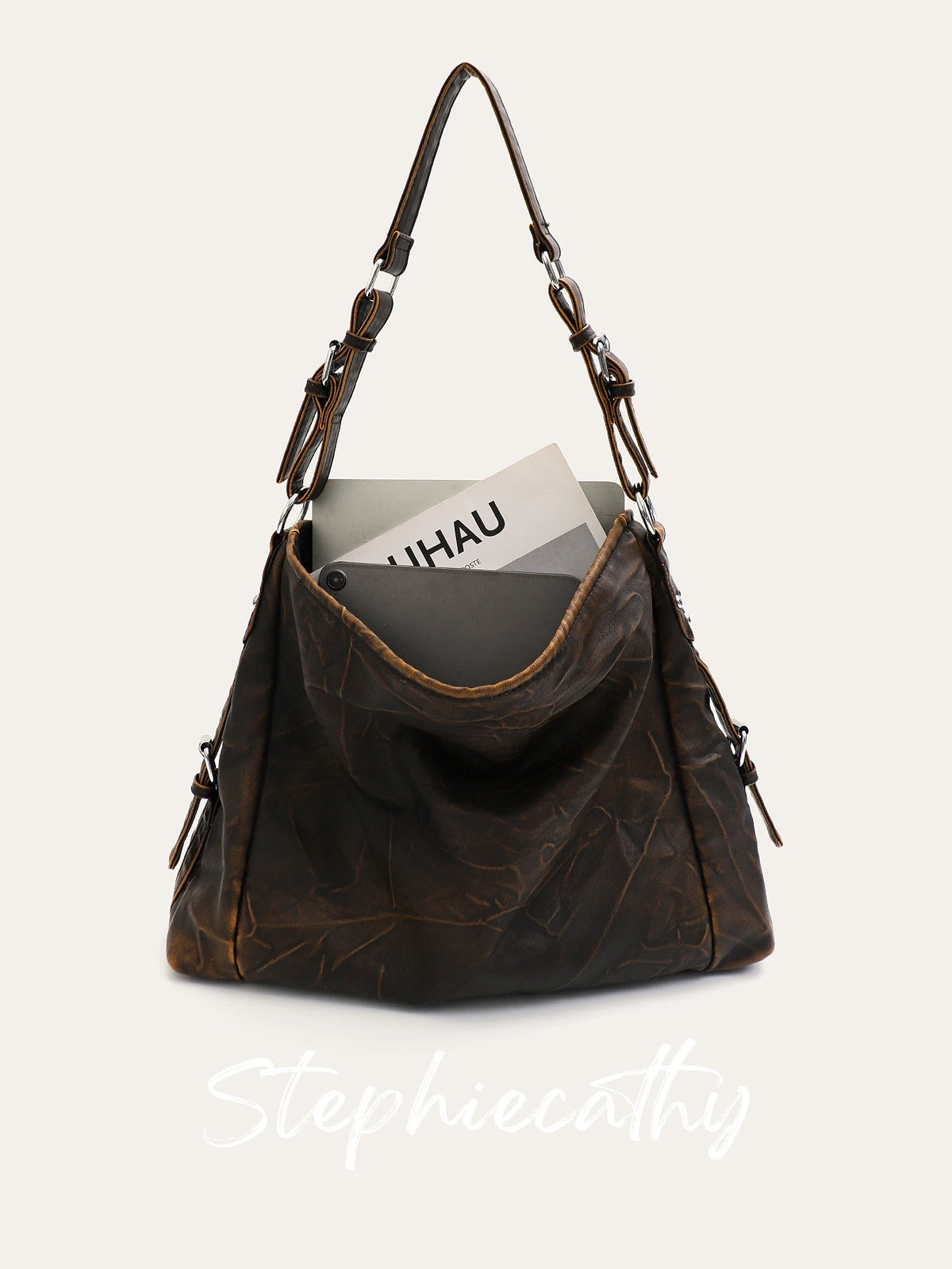 Buckle-Detail Slouchy Hobo
