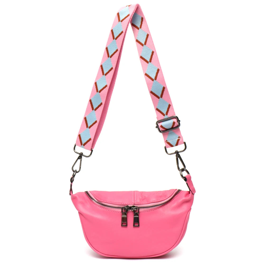 Patterned-Strap Shoulder Bag