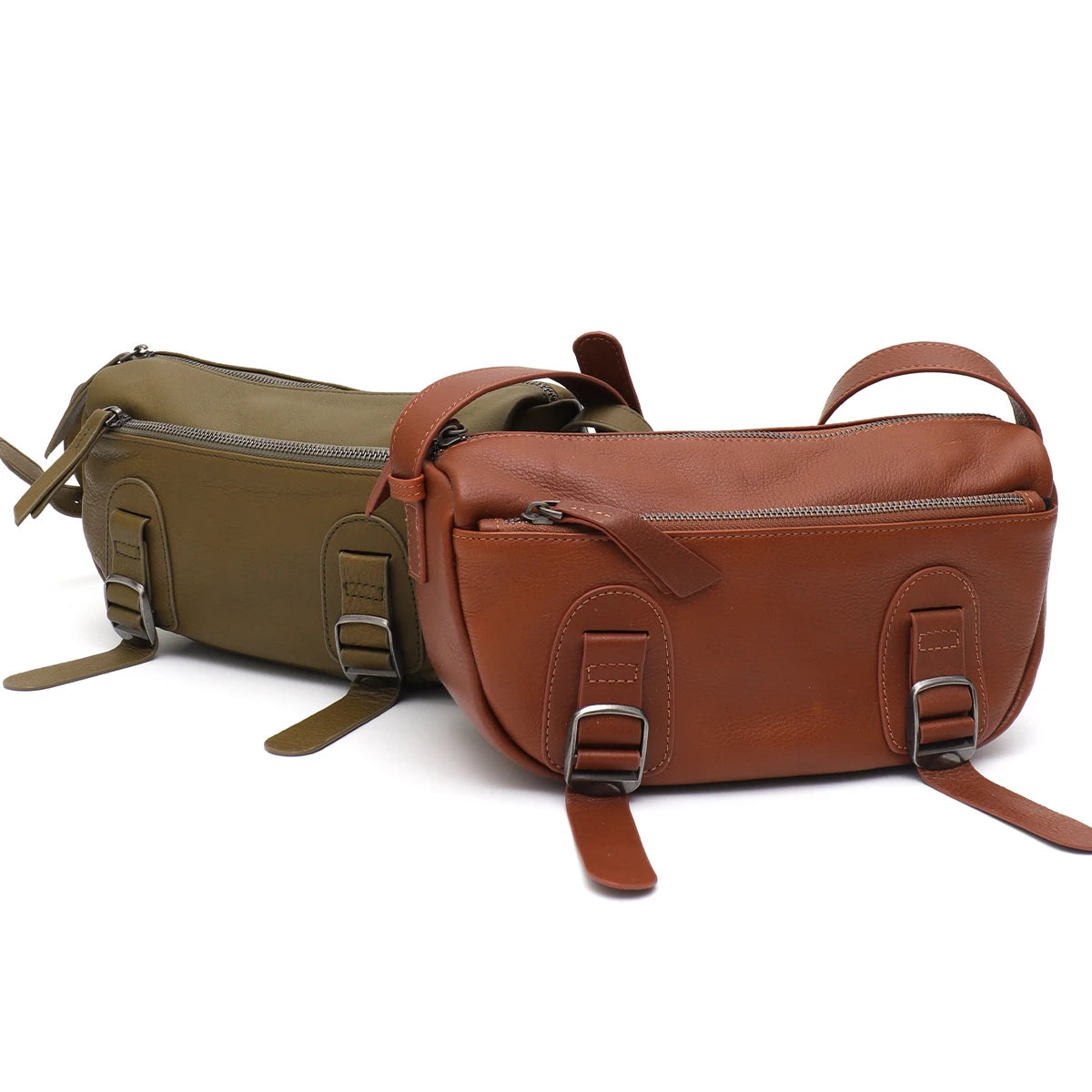 Buckle-Tab Messenger Bag