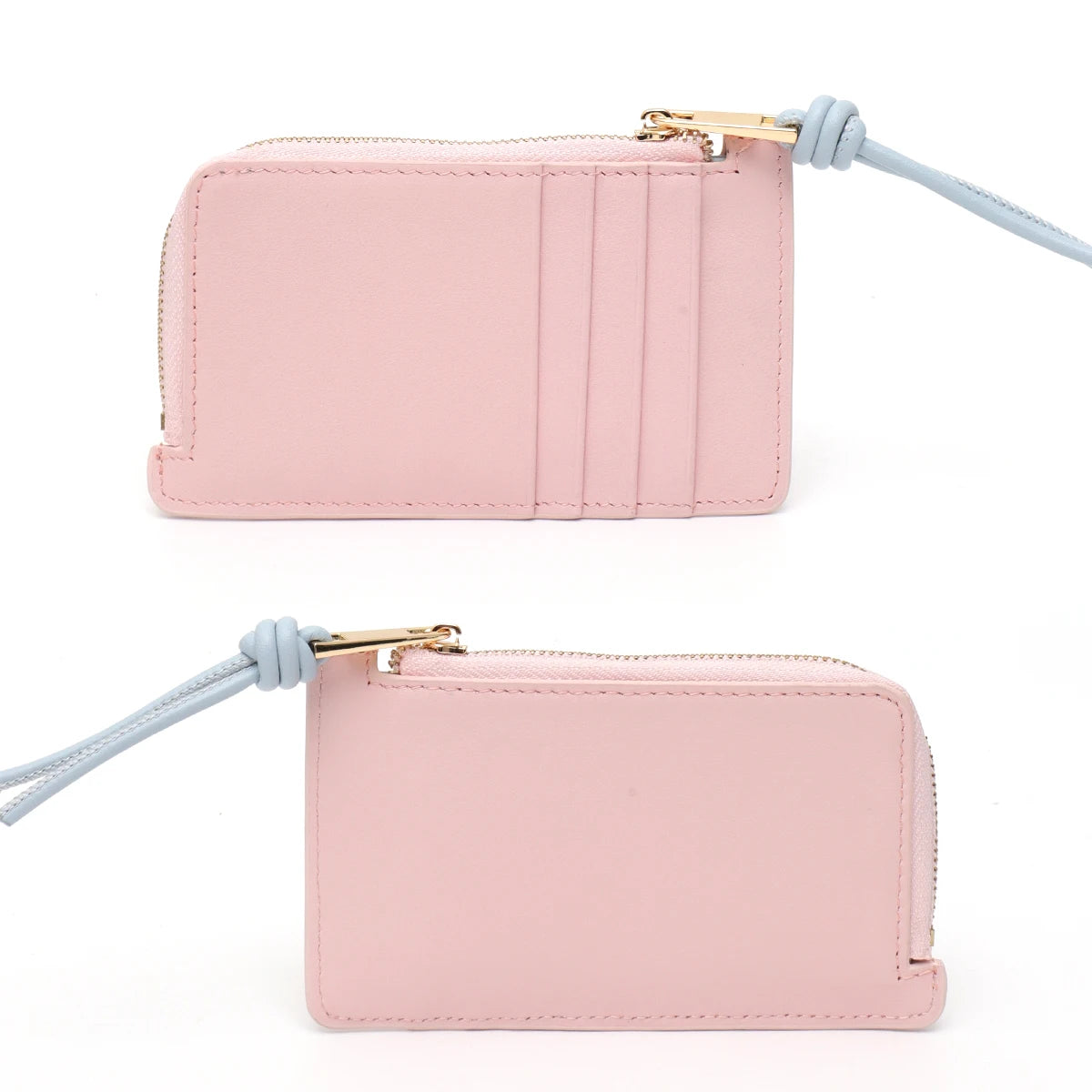 Contrast-Tassel Zip Card Wallet
