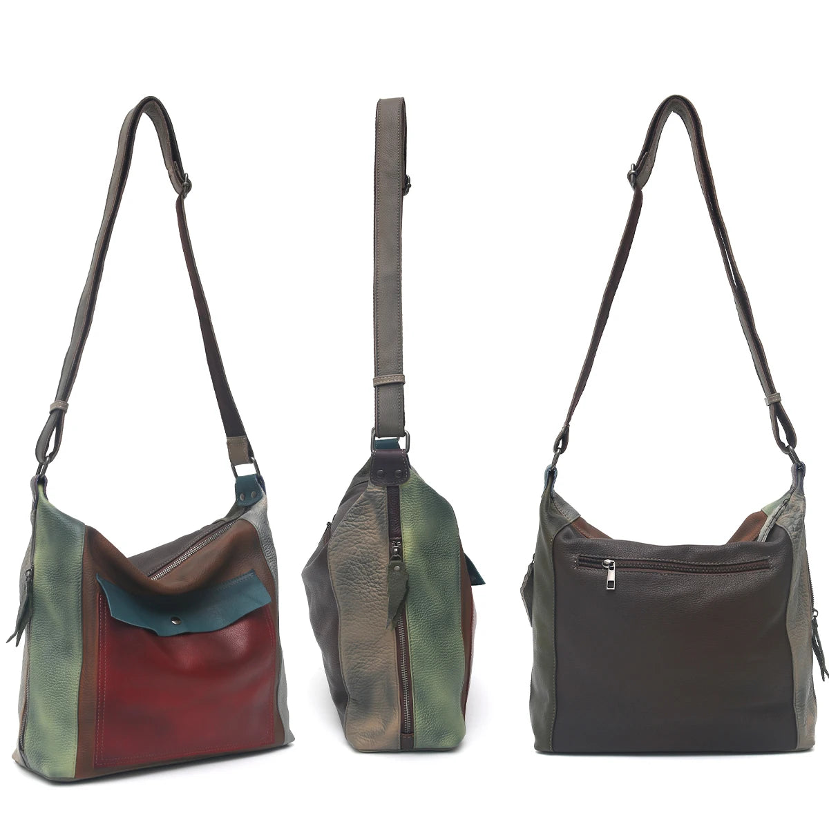 Colorblock Multi-Pocket Shoulder Bag