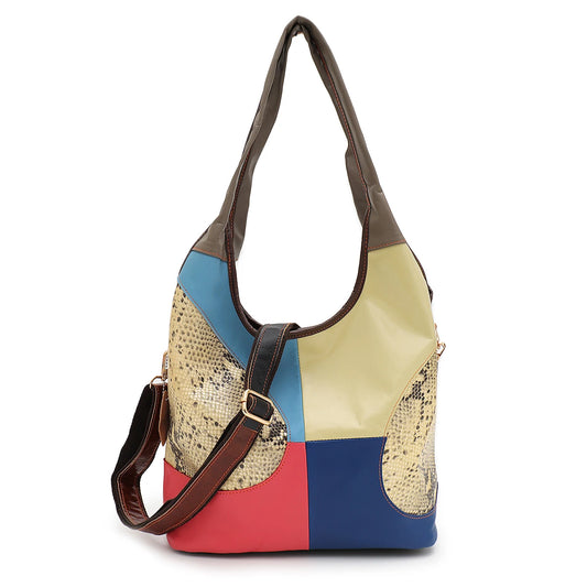 Colorblock Patchwork Shoulder Bag
