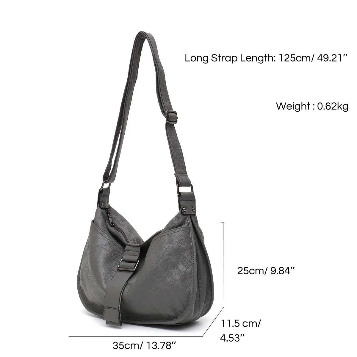 Buckle-Strap Slouchy Hobo