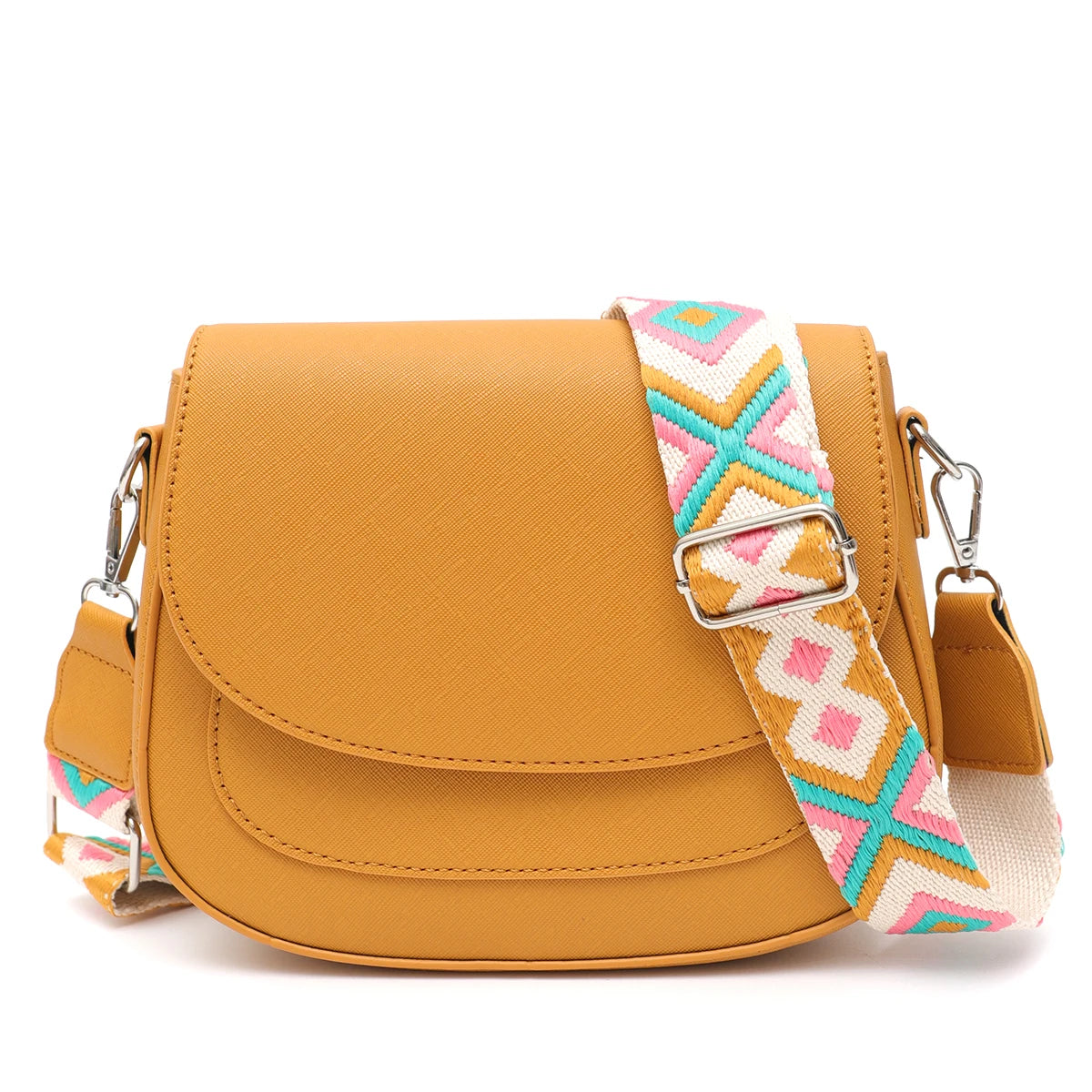 Woven-Strap Saddle Bag