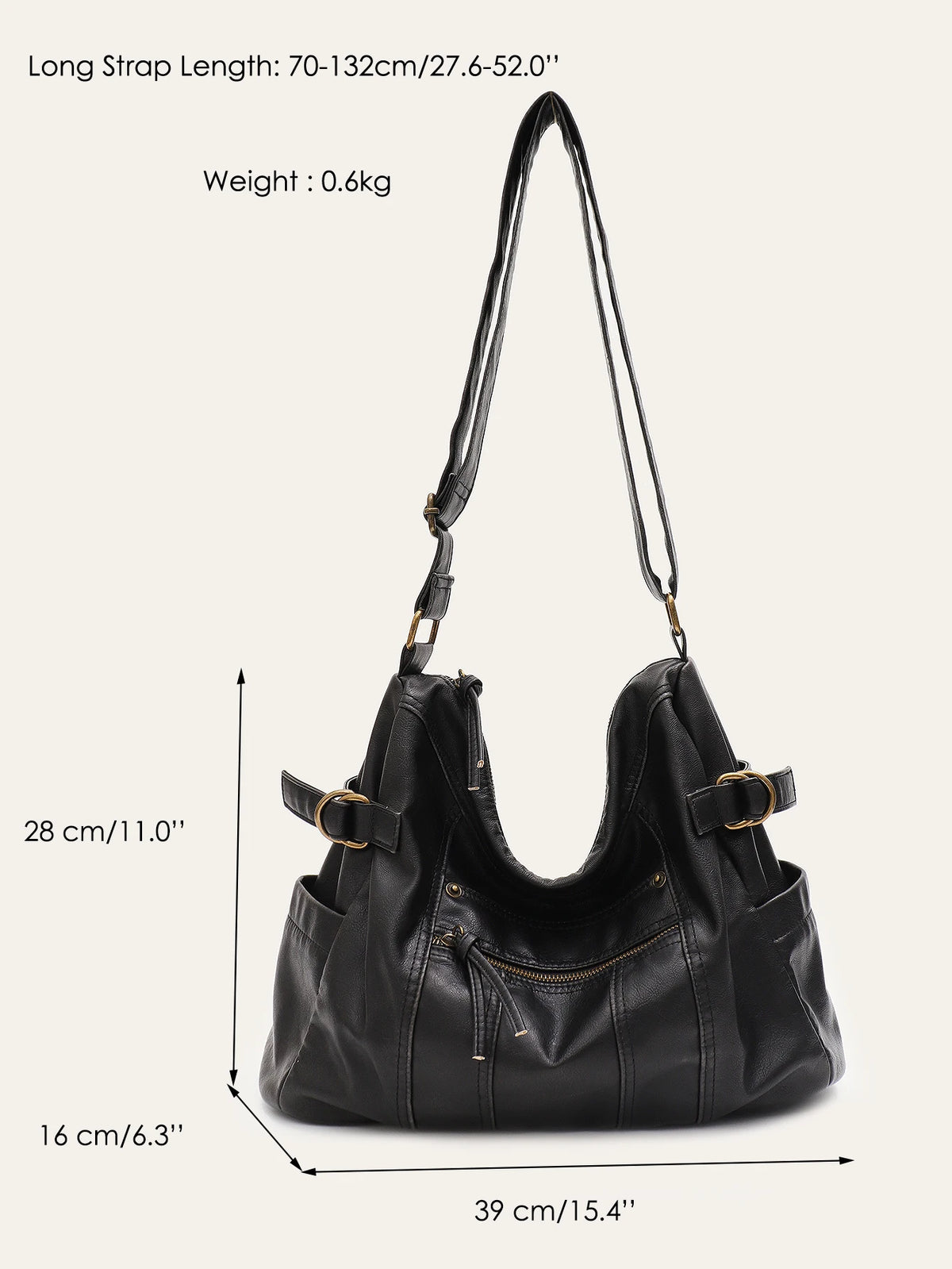 Buckle Multi-Pocket Hobo