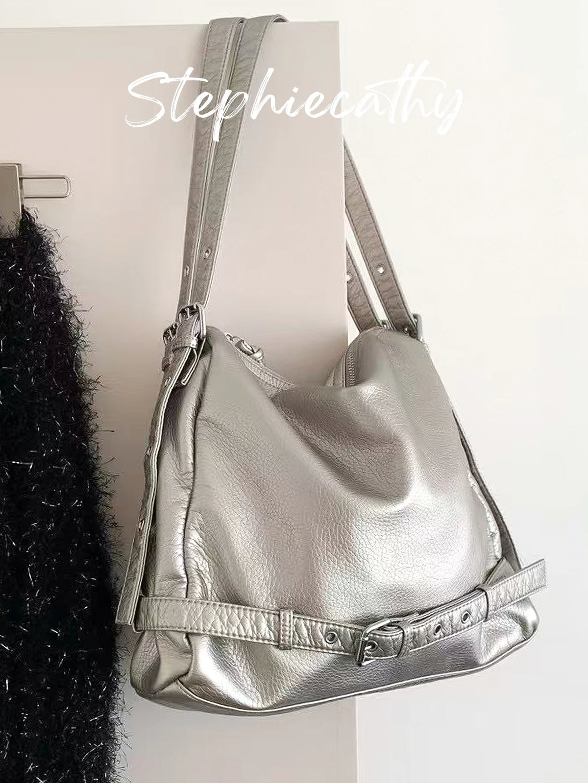 Belt-Detail Slouchy Hobo