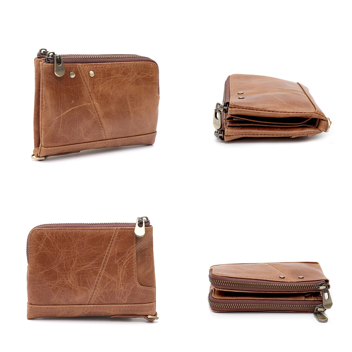 Distressed Zip Bifold Wallet