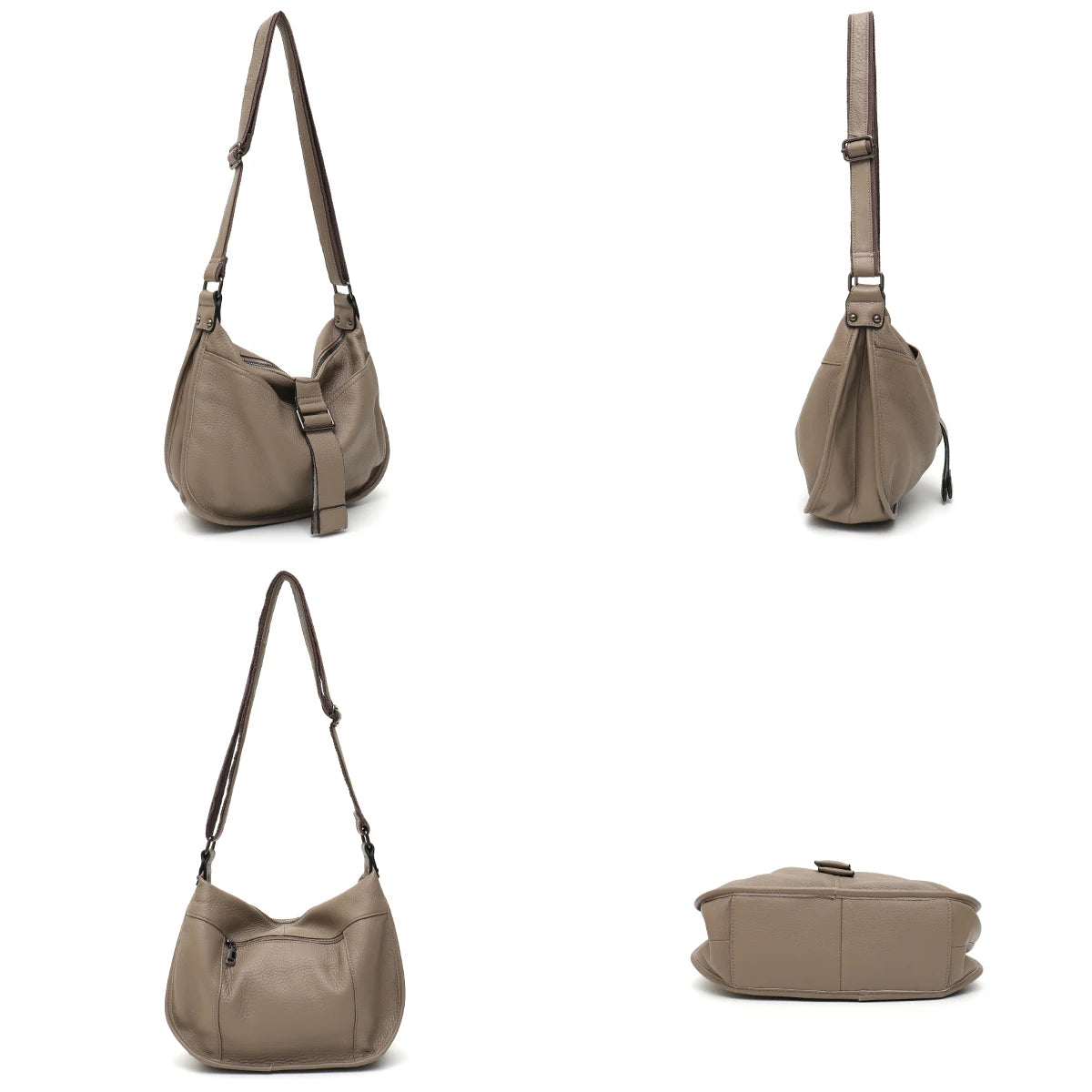 Buckle-Strap Slouchy Hobo