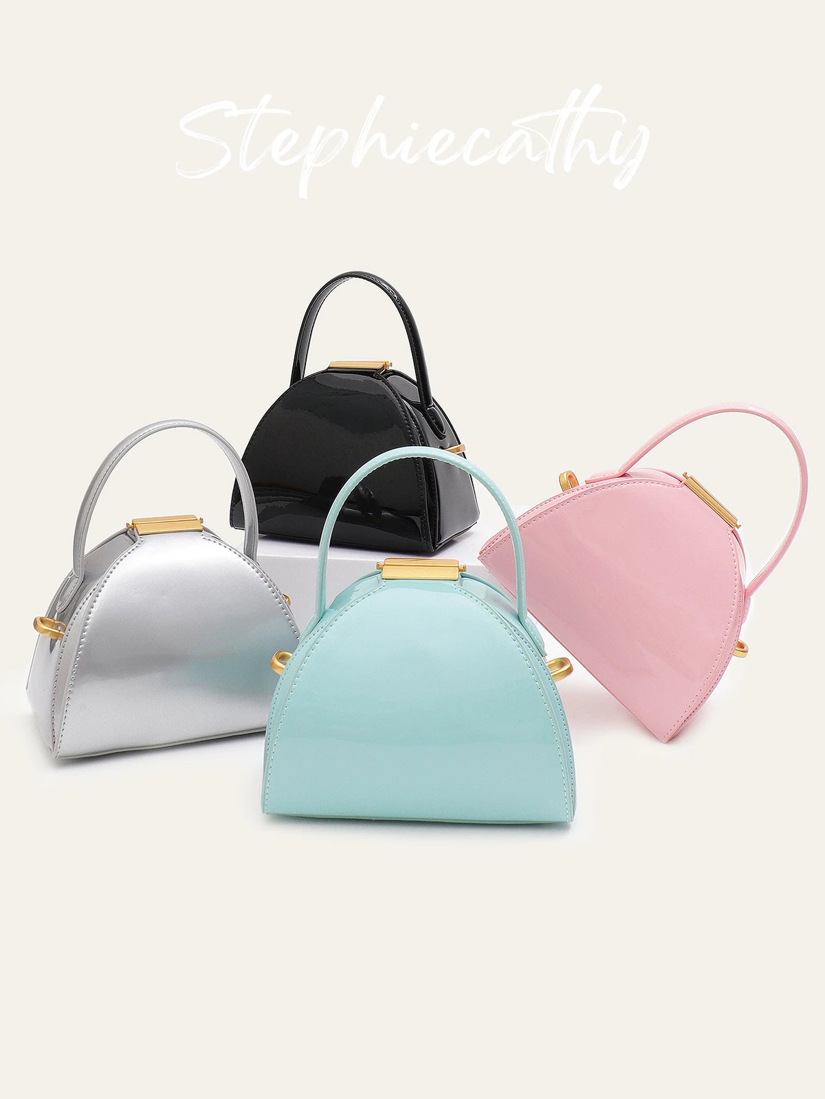 Curved Lock Crossbody Bag