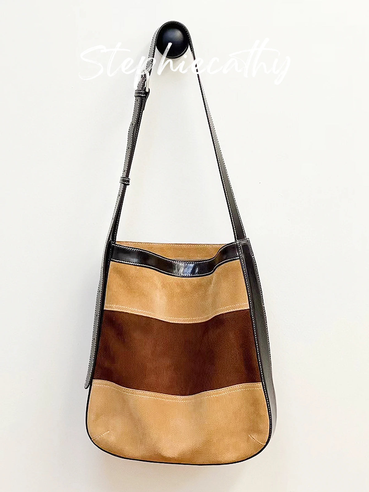 Striped Panel Shoulder Bag