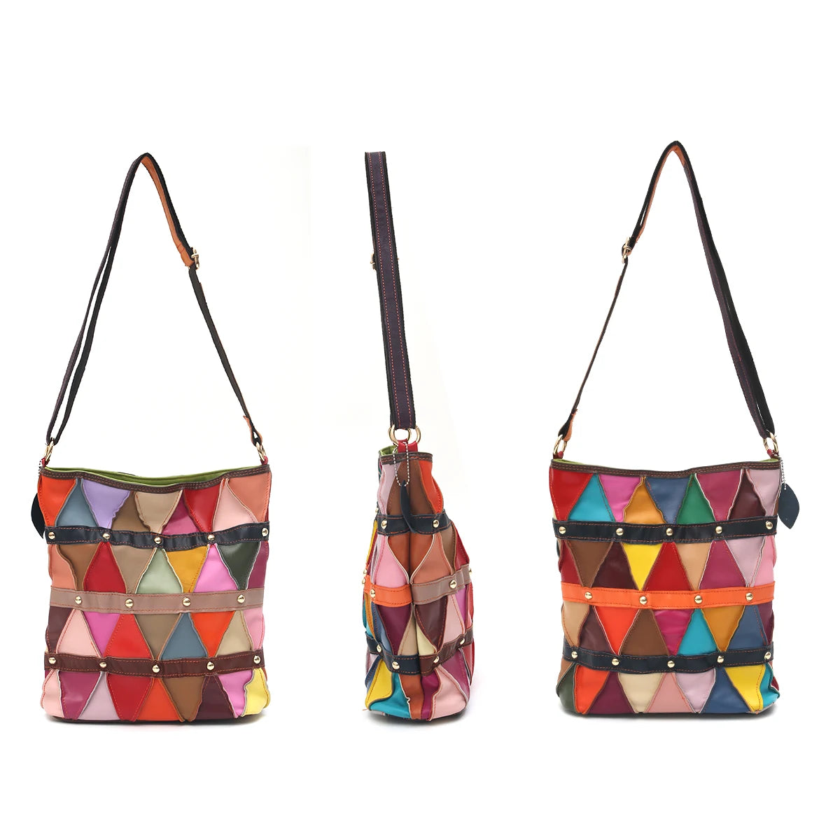 Colorblock Patchwork Crossbody Bag