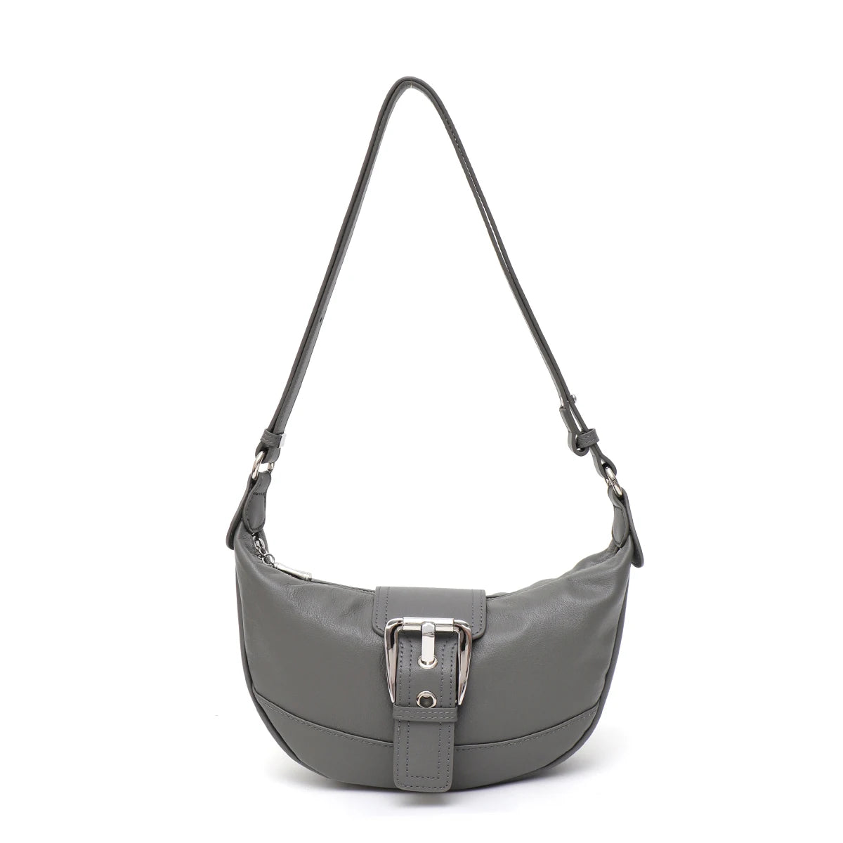 Buckle Half-Moon Shoulder Bag