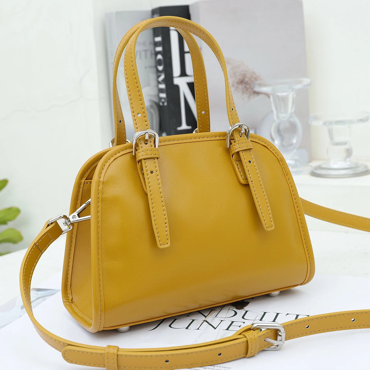 Domed Zip Top-Handle Bag