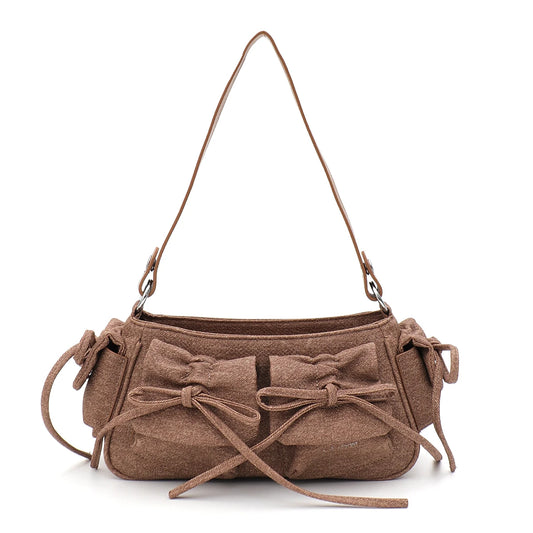 Ruched Bow Shoulder Bag