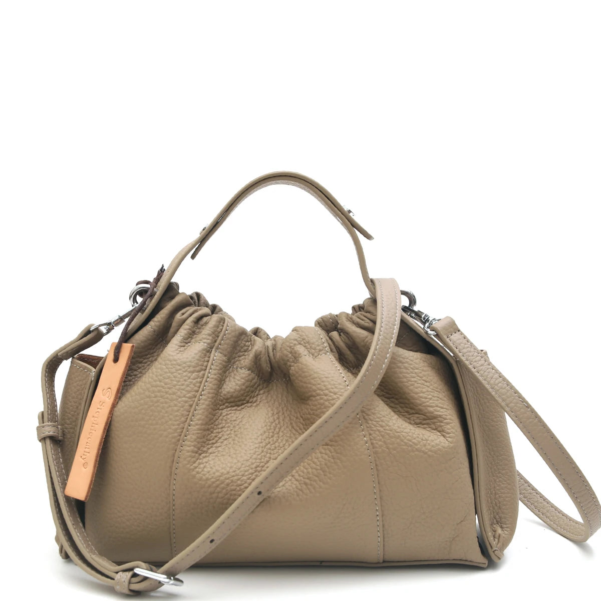 Ruched Top-Handle Bag
