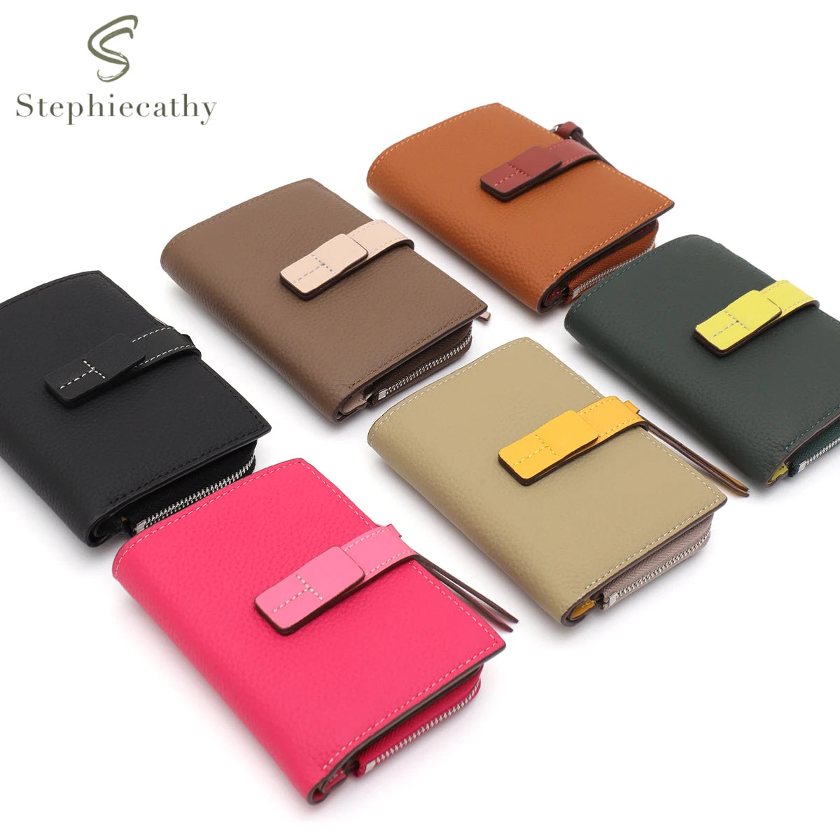 Contrast-Trim Zip Wallet