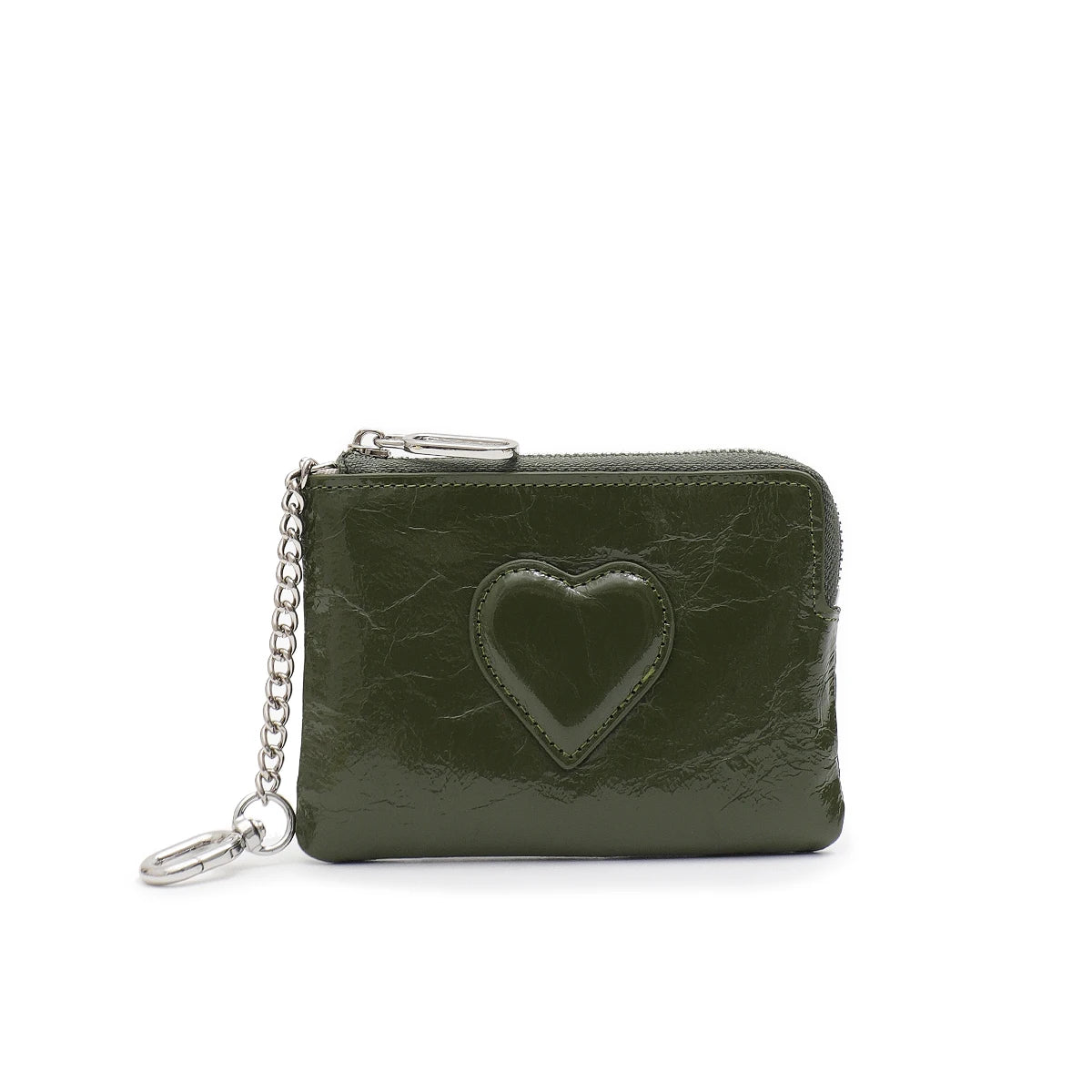 Heart-Embossed Keychain Wallet