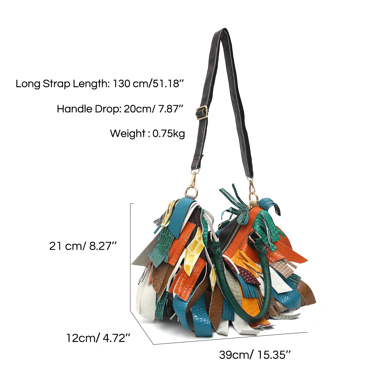 Tassel Patchwork Shoulder Bag