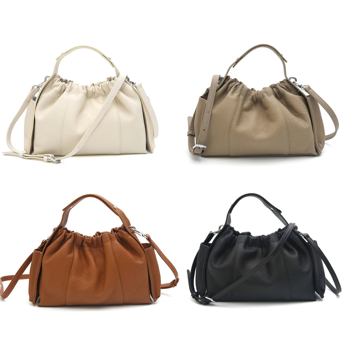 Ruched Top-Handle Bag