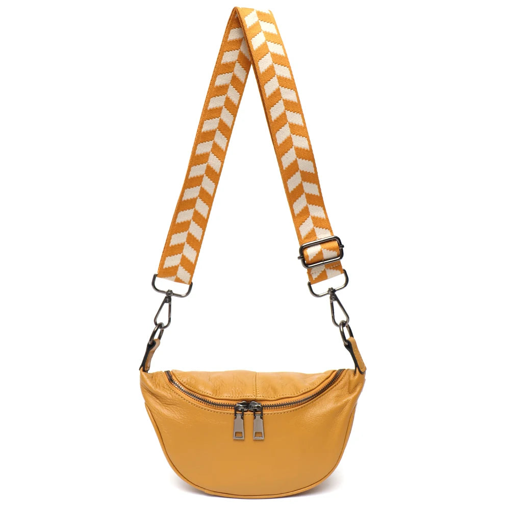 Patterned-Strap Shoulder Bag
