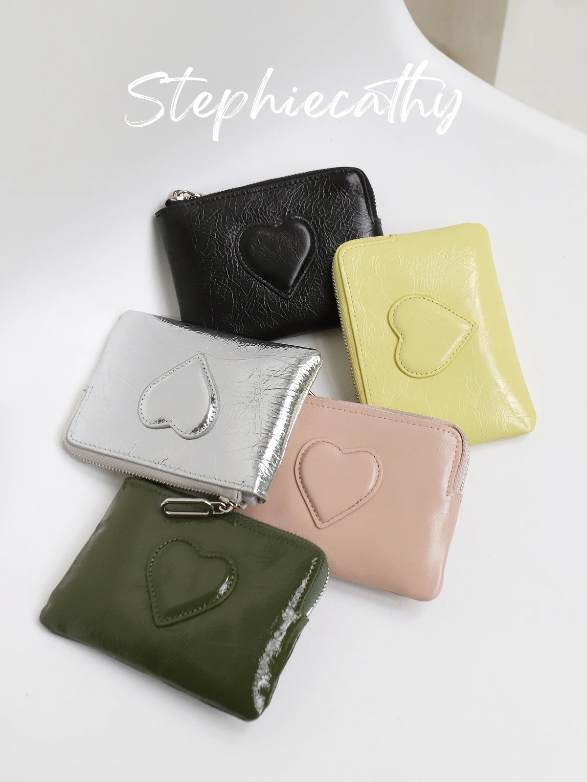 Heart-Embossed Keychain Wallet