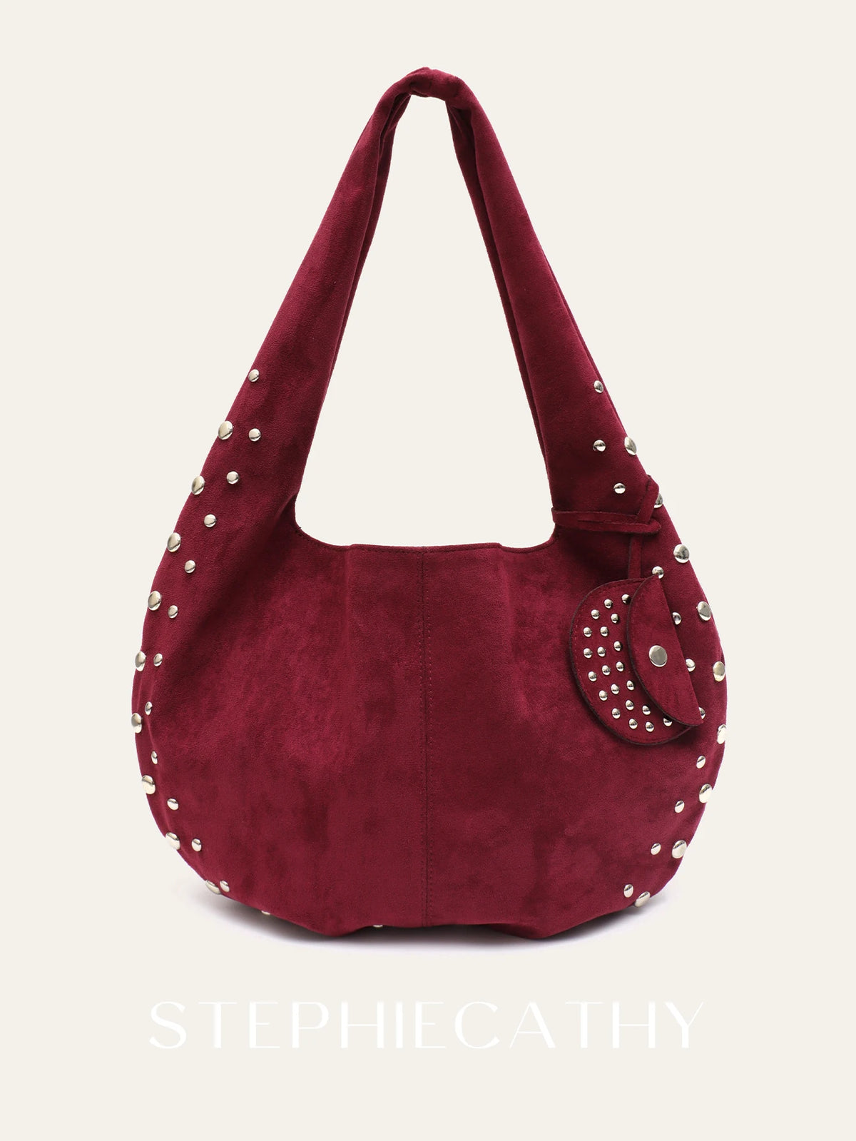 Studded Slouchy Hobo Bag