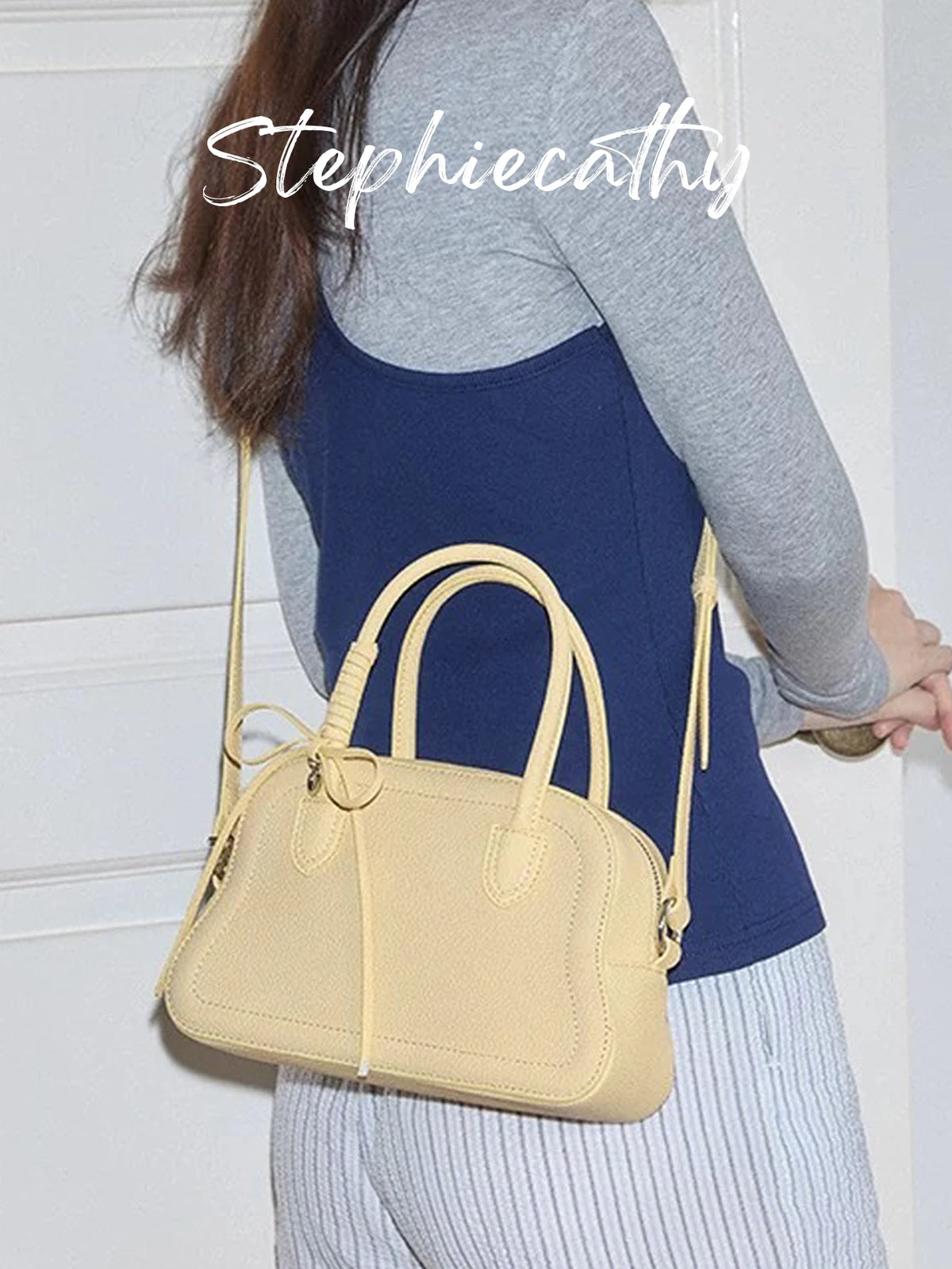 Bow-Detail Top-Handle Bag